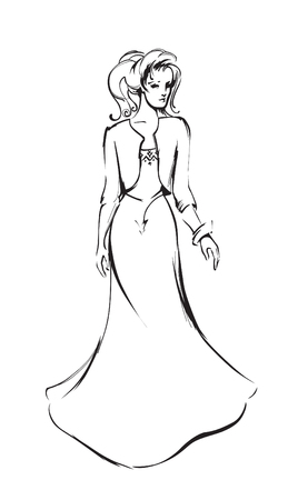 Fashionable woman in a romantic evening dressのイラスト素材
