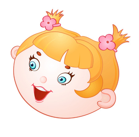 Cartoon cheerful head of girlsのイラスト素材