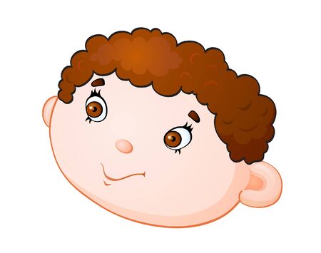 Cartoon cheerful head of curly boysのイラスト素材