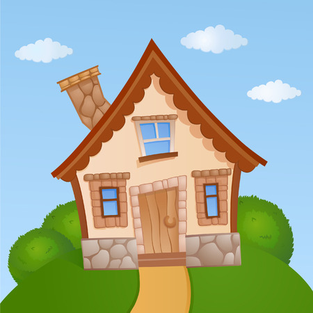 The facade of a small houseのイラスト素材