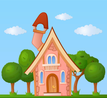 The facade of a small houseのイラスト素材