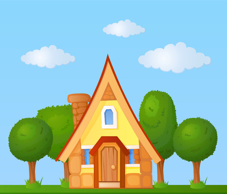 The facade of a small houseのイラスト素材