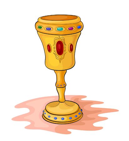Magic gold cup inlaid with precious stonesのイラスト素材