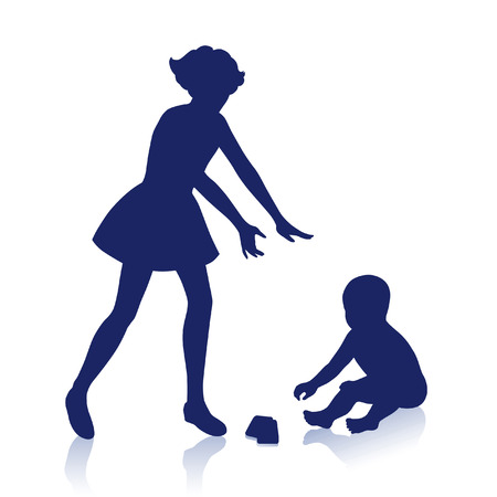 little boy and girl playing togetherのイラスト素材