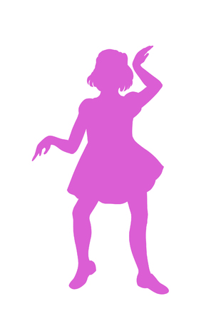 little girl having fun playingのイラスト素材