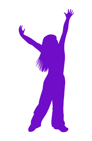 Silhouette little of girl with long hairのイラスト素材