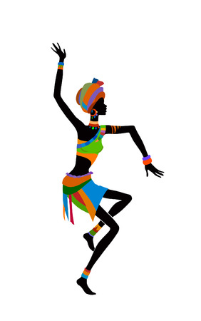 Free dance exotic girl. Woman ritual absorbs completely and enters into a trance. Unity with nature and the surrounding her life, reveals her beauty and brings to her life celebrationのイラスト素材