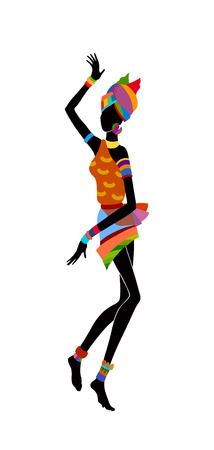 Free dance exotic girl. Woman ritual absorbs completely and enters into a trance. Unity with nature and the surrounding her life, reveals her beauty and brings to her life celebrationのイラスト素材
