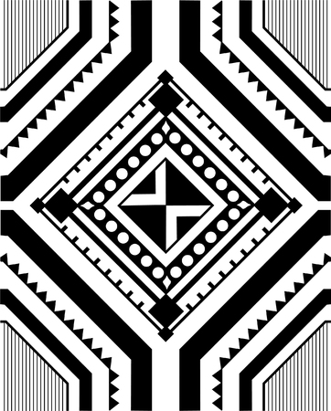 Geometric patterns in ethnic style on the basis of squareのイラスト素材