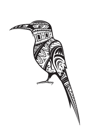 The stylized figure of an bird in the festive patternsのイラスト素材