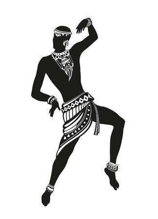 African man in traditional costume dancing ritual danceの写真素材