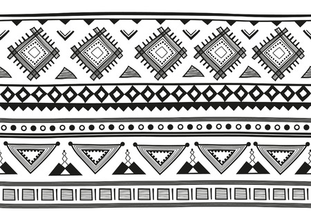 Horizontal geometric jacquard pattern in ethnic styleの写真素材