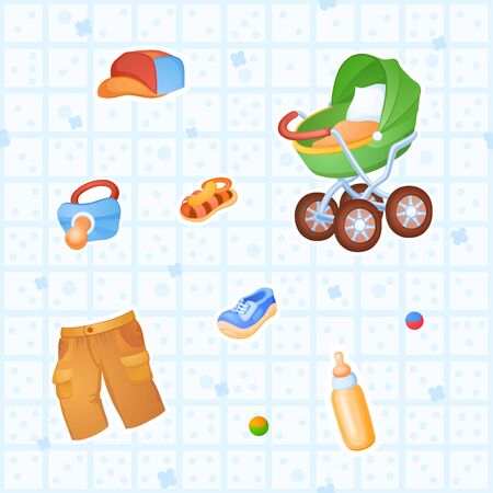 Background of things and toys for the little babyの写真素材