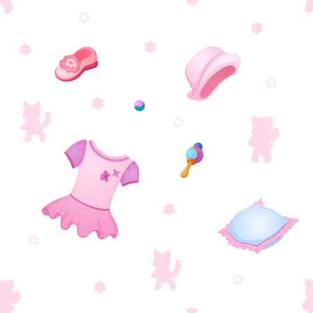 Background of things and toys for the little babyの写真素材