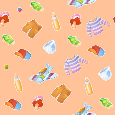 Background of things and toys for the little babyの写真素材