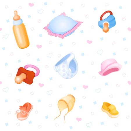 Background of things and toys for the little babyの写真素材