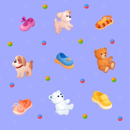 Background of things and toys for the little babyの写真素材