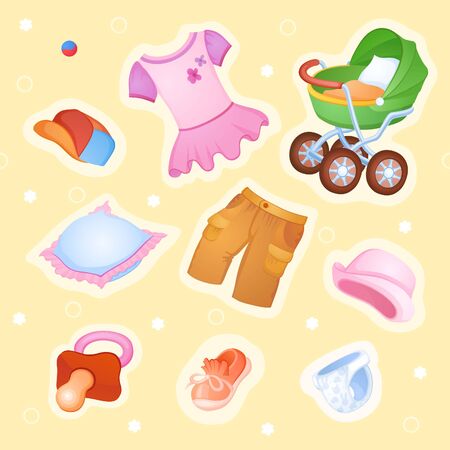 Background of things and toys for the little babyの写真素材