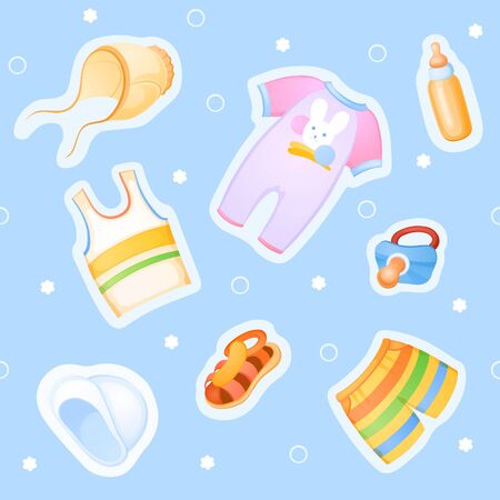 Background of things and toys for the little babyの写真素材