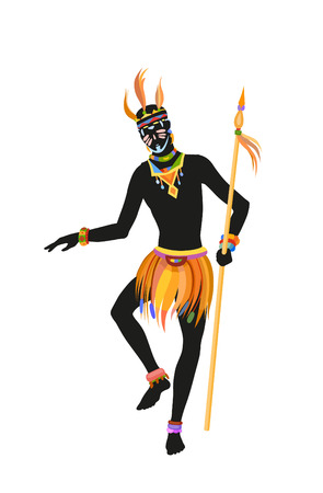 African dance ritual dance in the bright national costumeの写真素材