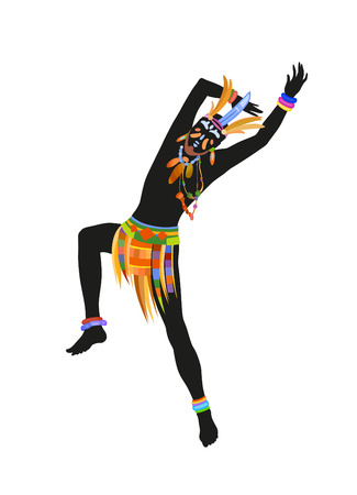 African dance ritual dance in the bright national costumeの写真素材