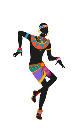 African dance ritual dance in the bright national costumeの写真素材