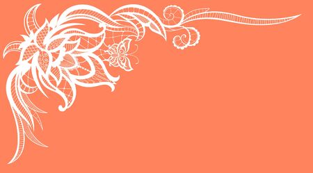 Abstract silhouettes of decorative flowers and butterfly. These butterflies and flowers are reminiscent of lace, they are created to decorateの写真素材