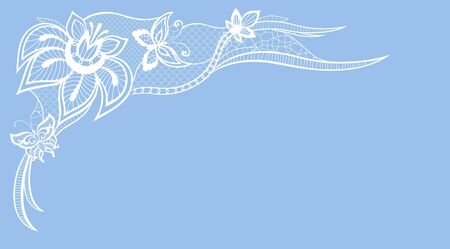 Abstract silhouettes of decorative flowers and butterfly. These butterflies and flowers are reminiscent of lace, they are created to decorateの写真素材