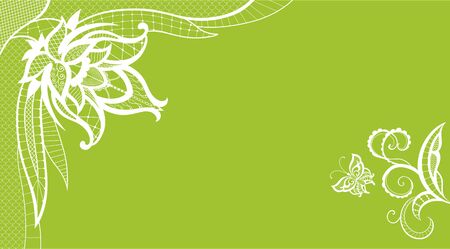 Abstract silhouettes of decorative flowers and butterfly. These butterflies and flowers are reminiscent of lace, they are created to decorateの写真素材