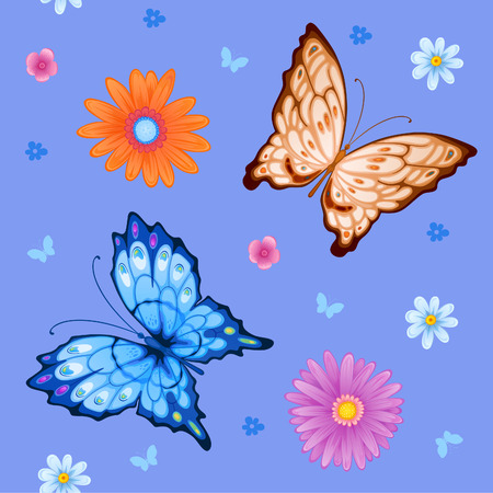 Flying bright butterflies resemble the summer. Background for beauty and a sense of celebrationの写真素材