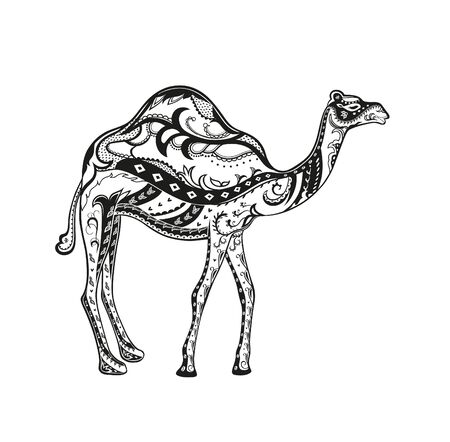 The stylized figure of an camel in the festive patternsの写真素材