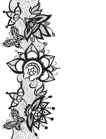 Abstract silhouettes of decorative flowers and butterfly. These butterflies and flowers are reminiscent of lace, they are created to decorateのイラスト素材