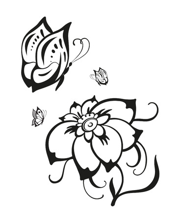 Abstract silhouette of decorative butterflies. It is designed to decorateのイラスト素材