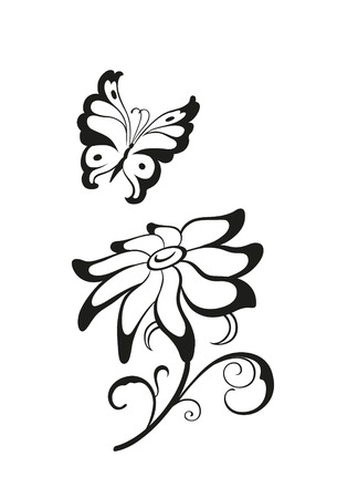 Abstract silhouette of decorative butterflies. It is designed to decorateのイラスト素材