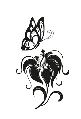 Abstract silhouette of decorative butterflies. It is designed to decorateのイラスト素材