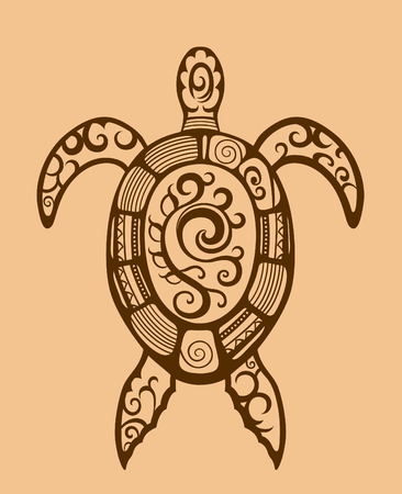 The stylized figure of a turtle in festive patternsのイラスト素材