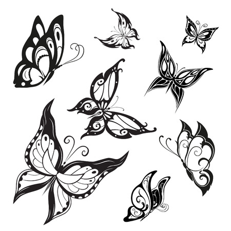 Vector set of butterflies for decoration designのイラスト素材