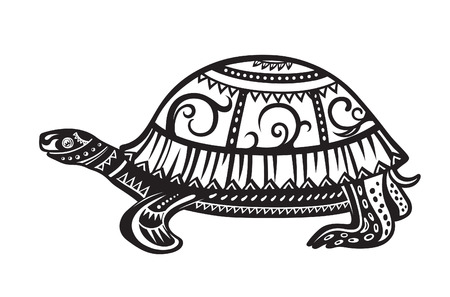 The stylized figure of an turtle in the festive patternsのイラスト素材