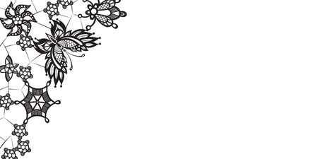 Abstract silhouettes of decorative flowers and butterfly. のイラスト素材