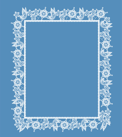 The frame of the elements in the form of abstract lace flowers,  leaves and butterfliesのイラスト素材