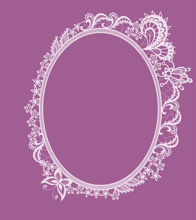 The frame of the elements in the form of abstract lace flowers,  leaves and butterfliesのイラスト素材