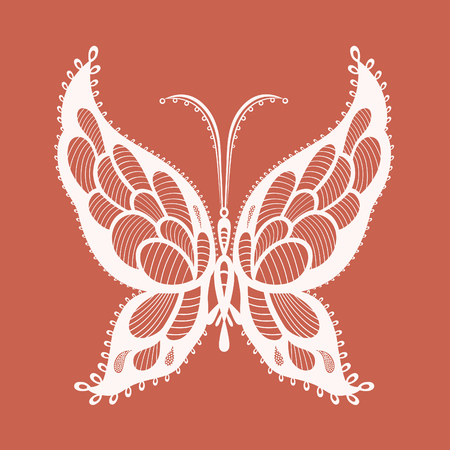 Abstract silhouette invented decorative butterfly. Reminiscent of lace, it is designed to decorateのイラスト素材