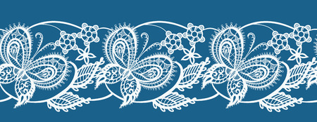 Abstract jacquard lace pattern with elements in the form of butterflies and flowersのイラスト素材