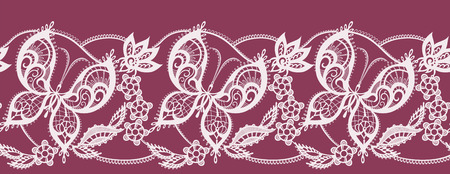 Abstract jacquard lace pattern with elements in the form of butterflies and flowersのイラスト素材