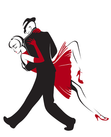 Dancing couple performing a sensual dance tangoのイラスト素材