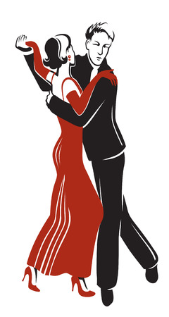 Dancing couple performing a sensual dance tangoのイラスト素材