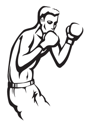 Young athletic man preparing to boxing matchのイラスト素材