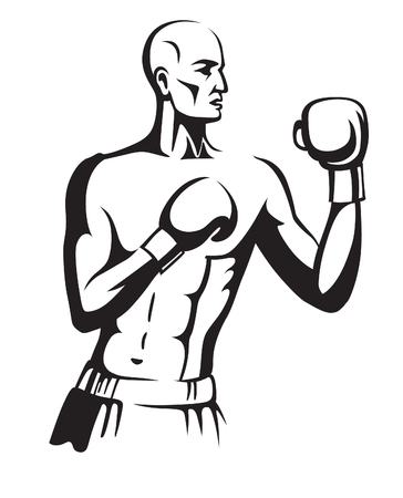Young athletic man preparing to boxing matchのイラスト素材