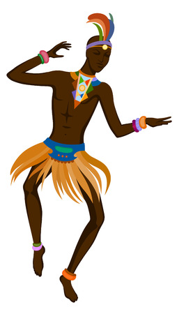 African dance ritual dance in the bright national costumeのイラスト素材