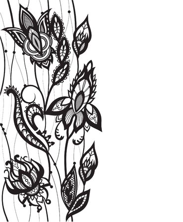 Abstract silhouettes invented decorative flowers and leaves. It may be for decoration backgrounds or other kinds of designのイラスト素材